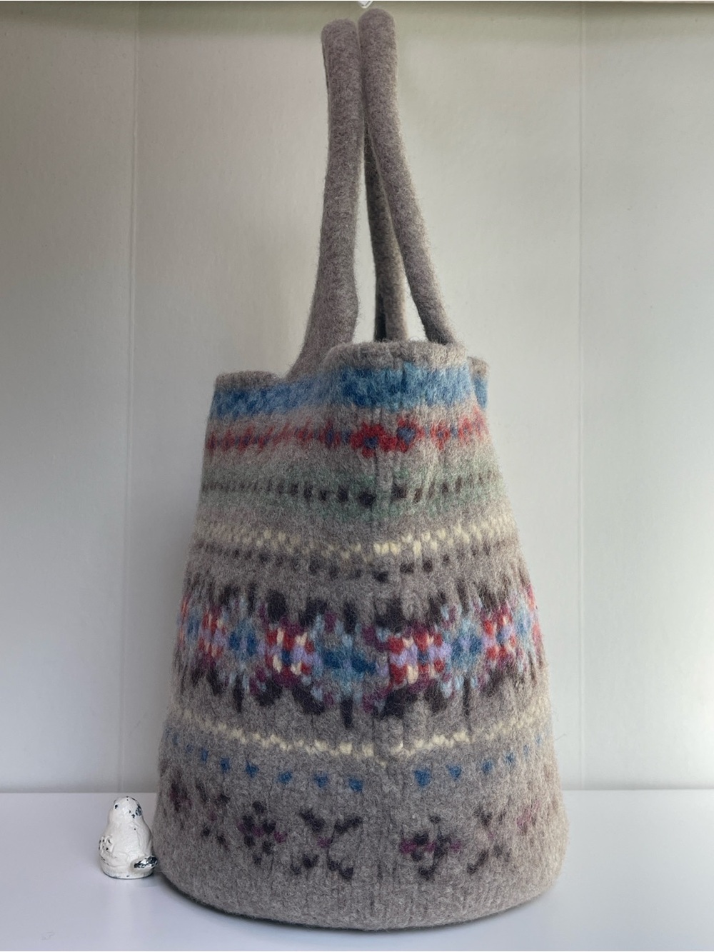 Rugby Ralph Lauren %100 Lamb Wool Classic Fair Isle Pattern Hand Knitted Bag - Picture 10 of 17